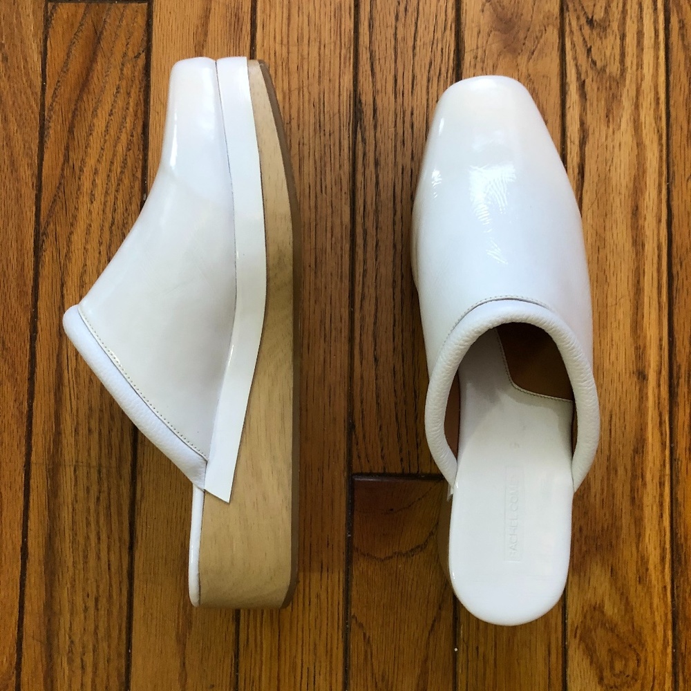 Rachel Comey White Patent Clog Slides - Size 9